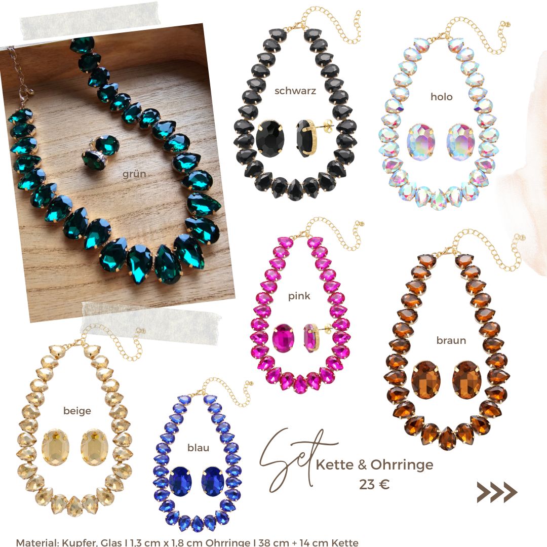Set oval Dimond Kette/Ohrringe
